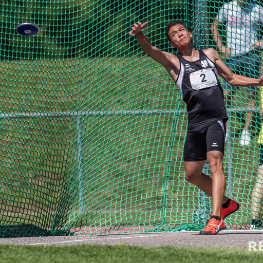 Tyler Aerni an der Mehrkampf Schweizer Meisterschaft 2020 von Swiss Athletics in Langenthal. Discus Werfen