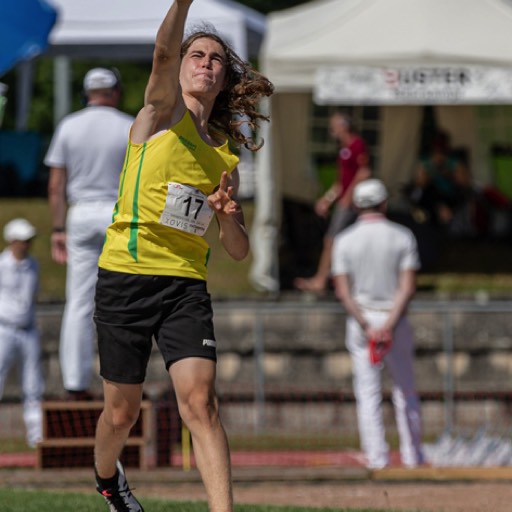 Mehrkampf Schweizer Meisterschaft 2020 von Swiss Athletics in Langenthal. Kugelstossen